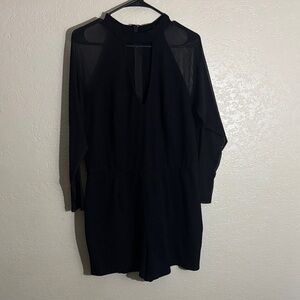 Elegant Black Mesh Sleeve Romper